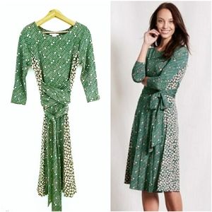 Boden Green Floral Wrap Midi Dress